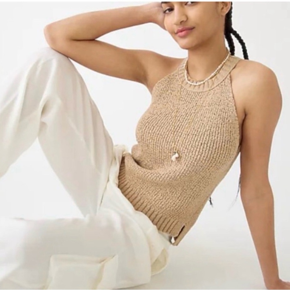J.Crew High Neck Knit Tank | Khaki | XS | Sweater Tank